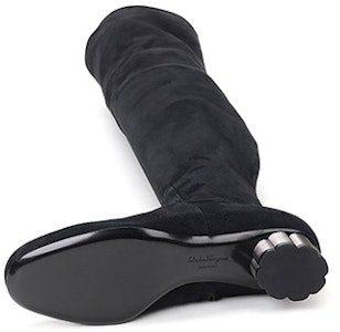 FERRAGAMO菲拉格慕 Brindisi系列 絨面皮革過膝 高筒靴 女款 黑色 Purchase FERRAGAMO菲拉格慕 Brindisi系列 絨面皮革過膝 高筒靴 女款 黑色