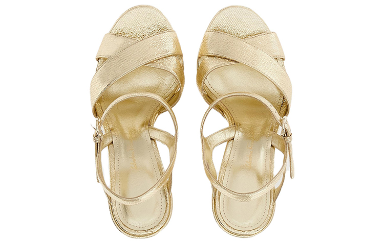 Lookbook (W) FERRAGAMO Salvatore Sandales Plateforme Peep-Toe en Cuir ''Or'' 01E555-758161