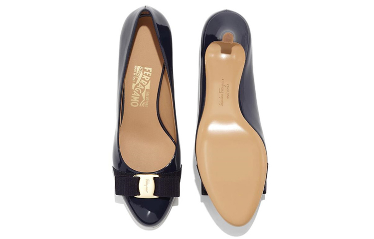 (W) FERRAGAMO Carla Pump Black 'Navy' 圖 5