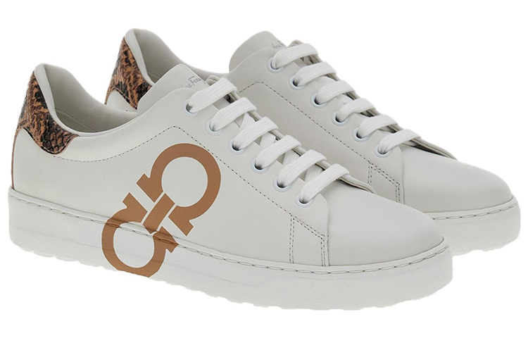 Order FERRAGAMO菲拉格姆 牛皮 經典繫帶 低筒 時尚板鞋 女款 白米色