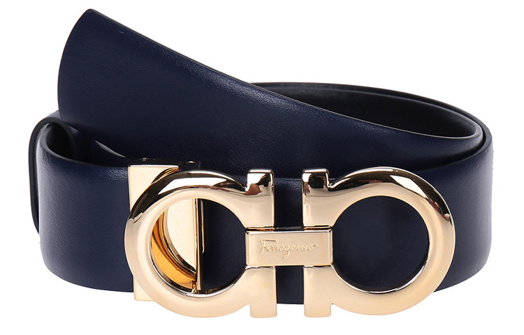 (Women) FERRAGAMO Salvatore Double-Sided Smooth Buckle Belt Navy 3.5cm 23A564-0674475 圖 2
