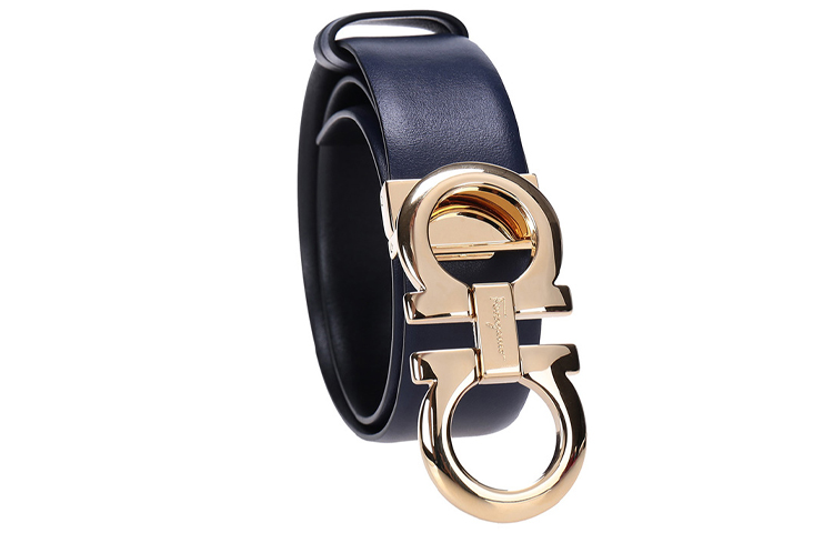(Women) FERRAGAMO Salvatore Double-Sided Smooth Buckle Belt Navy 3.5cm 23A564-0674475 圖 3