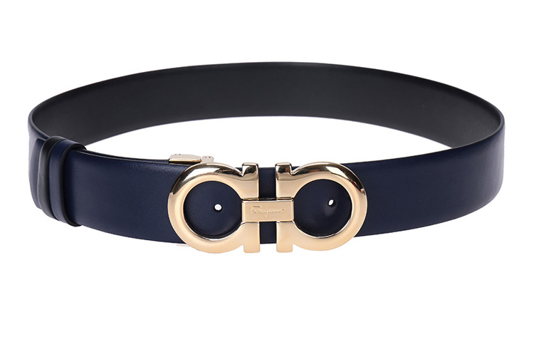 (Women) FERRAGAMO Salvatore Double-Sided Smooth Buckle Belt Navy 3.5cm 23A564-0674475 圖 4