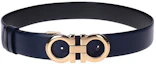 Shop (W) FERRAGAMO Salvatore 雙面平滑扣皮帶 海軍藍 3.5公分 23A564-0674475
