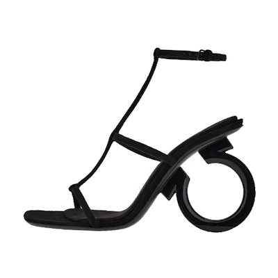 (W) FERRAGAMO Salvatore Elina 'Black Buckle Open-Toe'