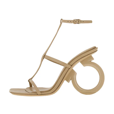 (W) FERRAGAMO Salvatore Elina 'Light Brown Peep Toe'