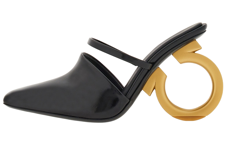 (Women) FERRAGAMO Salvatore Elina Mules 'Black Sculpted Heel' 01G350-765683