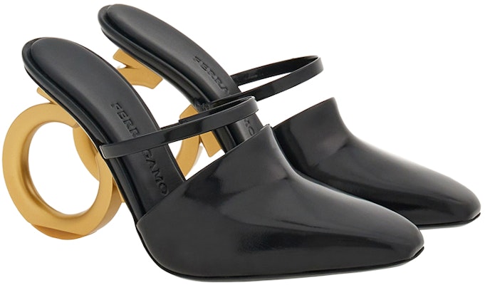 (Women) FERRAGAMO Salvatore Elina Mules 'Black Sculpted Heel' 01G350-765683 Order (Women) FERRAGAMO Salvatore Elina Mules 'Black Sculpted Heel' 01G350-765683