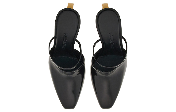 (W) FERRAGAMO Salvatore Elina Mules 'Black Sculpted Heel' 圖 3