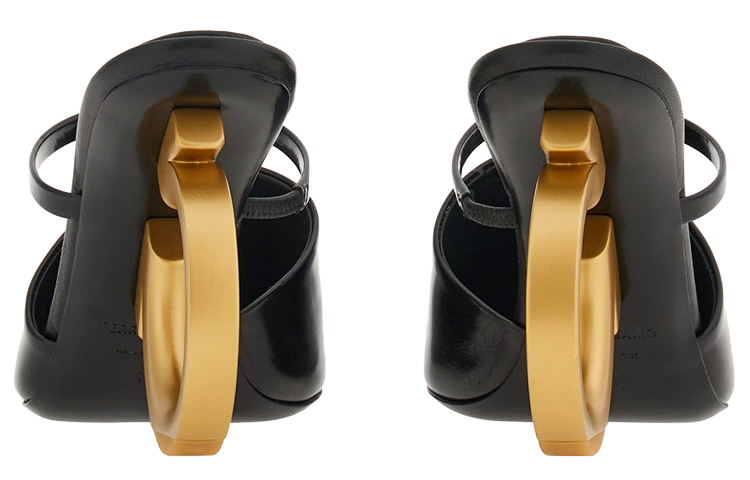 (W) FERRAGAMO Salvatore Elina Mules 'Black Sculpted Heel' 圖 4