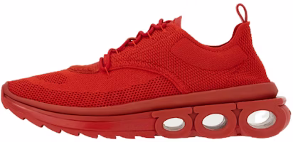 (Women) FERRAGAMO Salvatore Fabric and Suede Leather Sneaker 'Red' 30391-760873 (Women) FERRAGAMO Salvatore Fabric and Suede Leather Sneaker 'Red' 30391-760873