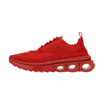 (W) FERRAGAMO Salvatore Fabric and Suede Leather Sneaker 'Red'