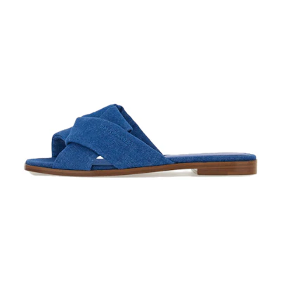 (W) FERRAGAMO Salvatore Flats 'Blue Square-Toe Slide'