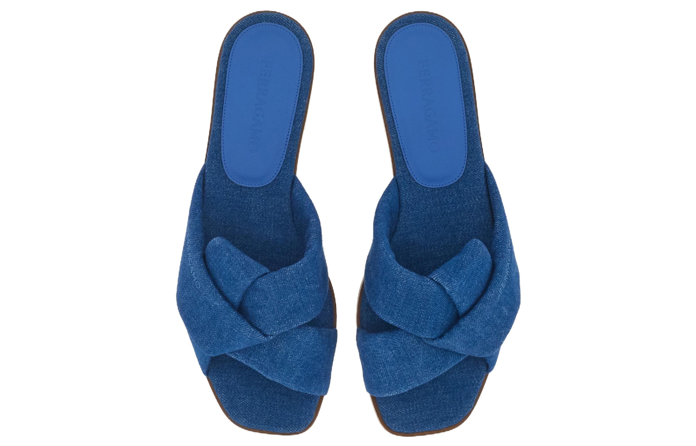 (W) FERRAGAMO Salvatore Flats 'Blue Square-Toe Slide' 圖 3