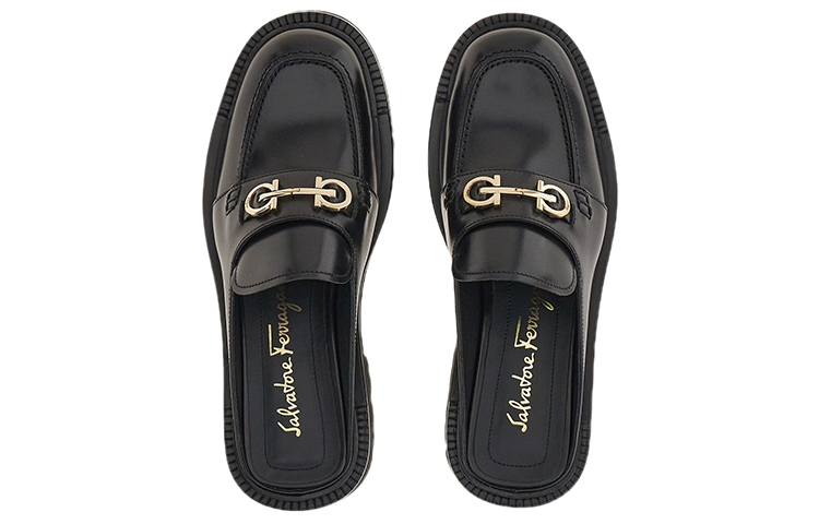 (W) FERRAGAMO Salvatore Gancini 'Black Calfskin Slide' 圖 3