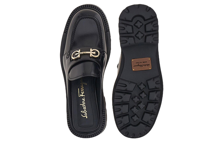 (W) FERRAGAMO Salvatore Gancini 'Black Calfskin Slide' 圖 5