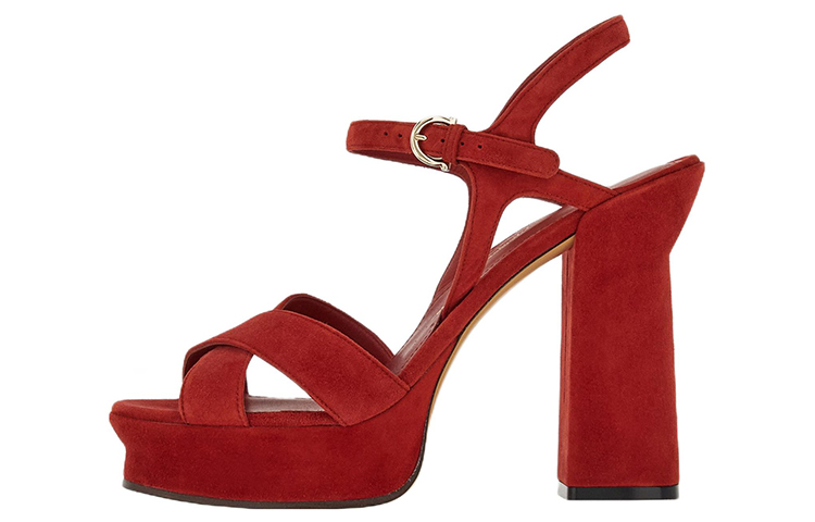 (Women) FERRAGAMO Sonya Suede Platform Sandals Rust 'Red' 01E555-758154