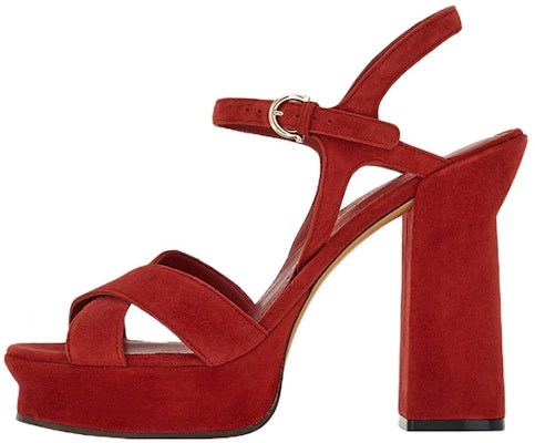 (W) フェラガモ ガンチーニ レッドオープントゥ プラットフォームスライド 01E555-758154 Buy (W) フェラガモ ガンチーニ レッドオープントゥ プラットフォームスライド 01E555-758154