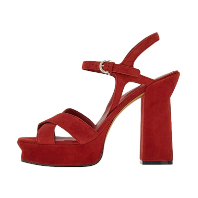 (W) FERRAGAMO Sonya Suede Platform Sandals Rust 'Red'