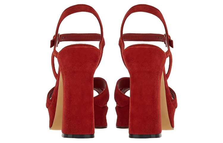 Shop (W) FERRAGAMO Salvatore Gancini 'Sandal Slide Platform Merah Open-Toe' 01E555-758154