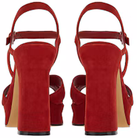 Shop (W) FERRAGAMO Salvatore Gancini 'Sandal Slide Platform Merah Open-Toe' 01E555-758154