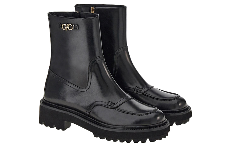 (W) FERRAGAMO Oreste Leather Bootie 'Black' 圖 3