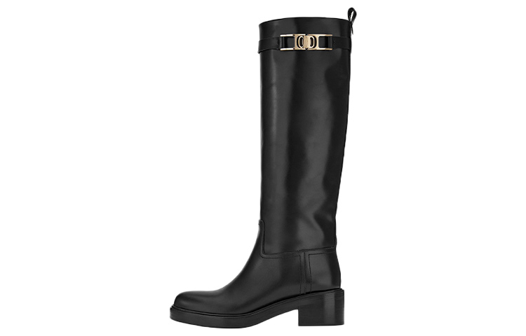 (Women) FERRAGAMO Salvatore Gancini High-Top Boot 'Semi-Matte Black Calfskin' 01C904-750681