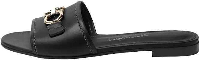 (Women) FERRAGAMO Salvatore Gancini Leather Slide 'Black' 01R221-730192 (Women) FERRAGAMO Salvatore Gancini Leather Slide 'Black' 01R221-730192