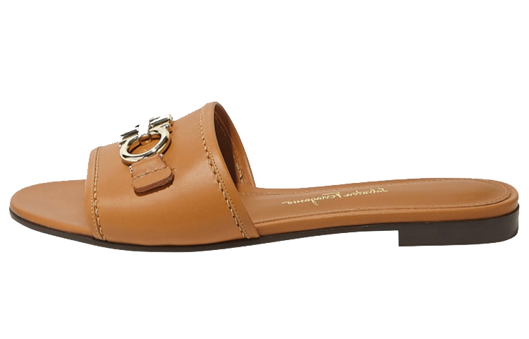 (Women) FERRAGAMO Salvatore Gancini Leather Slide 'Brown Fashion' 01R221-730196