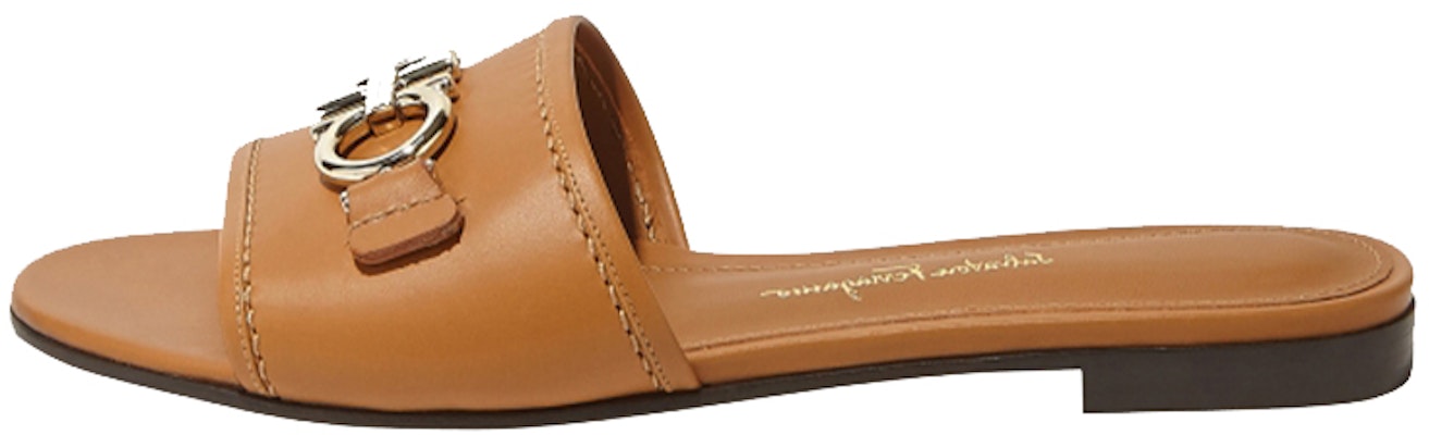(Women) FERRAGAMO Salvatore Gancini Leather Slide 'Brown Fashion' 01R221-730196 Buy (Women) FERRAGAMO Salvatore Gancini Leather Slide 'Brown Fashion' 01R221-730196