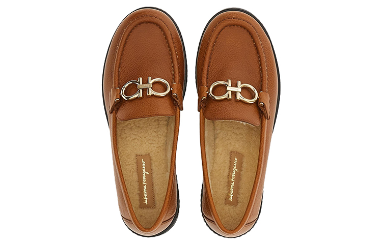 (W) FERRAGAMO Rolo Shearling-Lined Loafers 'Brown' 圖 3