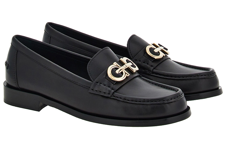 (W) FERRAGAMO Salvatore Gancini Loafer 'Gold Hardware Black' 圖 3