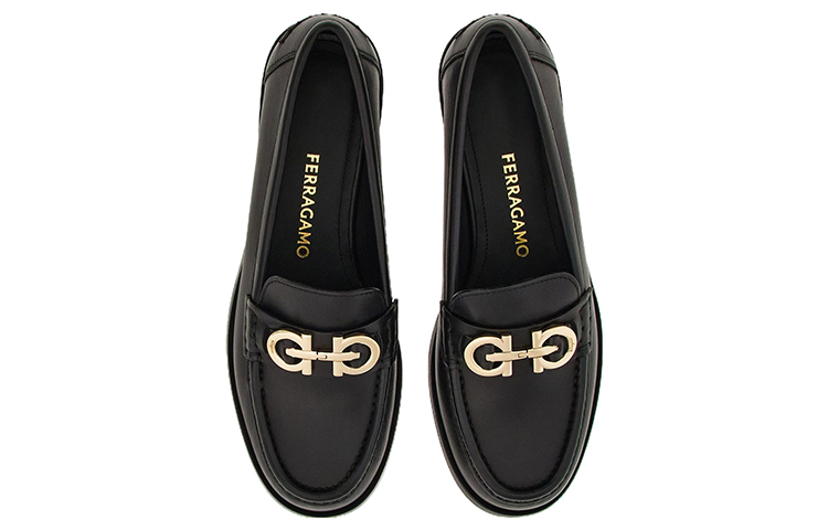 (W) FERRAGAMO Salvatore Gancini Loafer 'Gold Hardware Black' 圖 4