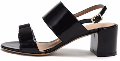 (Women) FERRAGAMO Salvatore Giulia 'Black Patent Bow Block Heel Sandals' 01Q976-725965 (Women) FERRAGAMO Salvatore Giulia 'Black Patent Bow Block Heel Sandals' 01Q976-725965