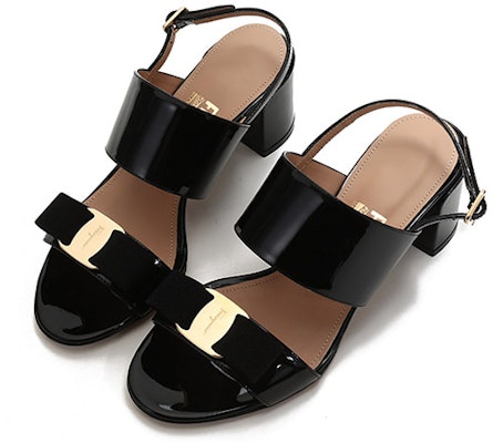 (Women) FERRAGAMO Salvatore Giulia 'Black Patent Bow Block Heel Sandals' 01Q976-725965 Lookbook (Women) FERRAGAMO Salvatore Giulia 'Black Patent Bow Block Heel Sandals' 01Q976-725965