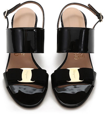 (Women) FERRAGAMO Salvatore Giulia 'Black Patent Bow Block Heel Sandals' 01Q976-725965 Shop (Women) FERRAGAMO Salvatore Giulia 'Black Patent Bow Block Heel Sandals' 01Q976-725965