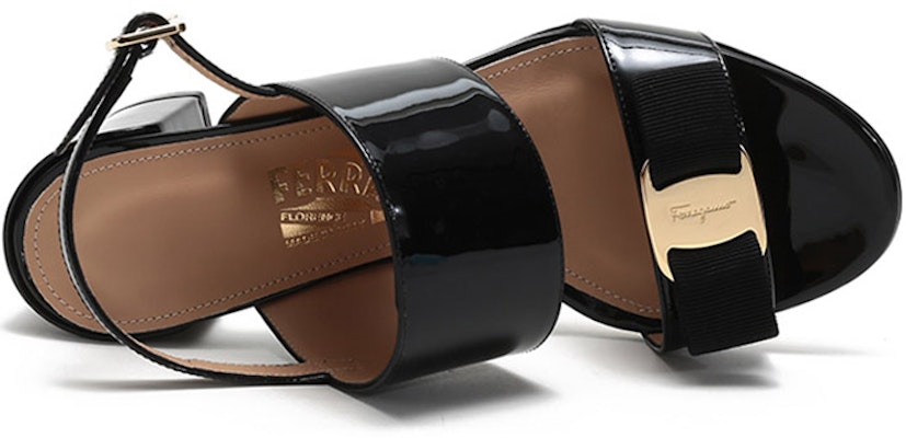 (Women) FERRAGAMO Salvatore Giulia 'Black Patent Bow Block Heel Sandals' 01Q976-725965 Purchase (Women) FERRAGAMO Salvatore Giulia 'Black Patent Bow Block Heel Sandals' 01Q976-725965