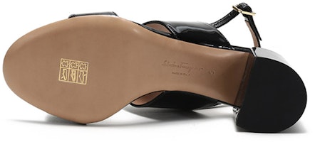 (W) FERRAGAMO Salvatore Giulia 'Sandal Tumit Blok Hitam Patent Bersimpul' 01Q976-725965 Details for (W) FERRAGAMO Salvatore Giulia 'Sandal Tumit Blok Hitam Patent Bersimpul' 01Q976-725965