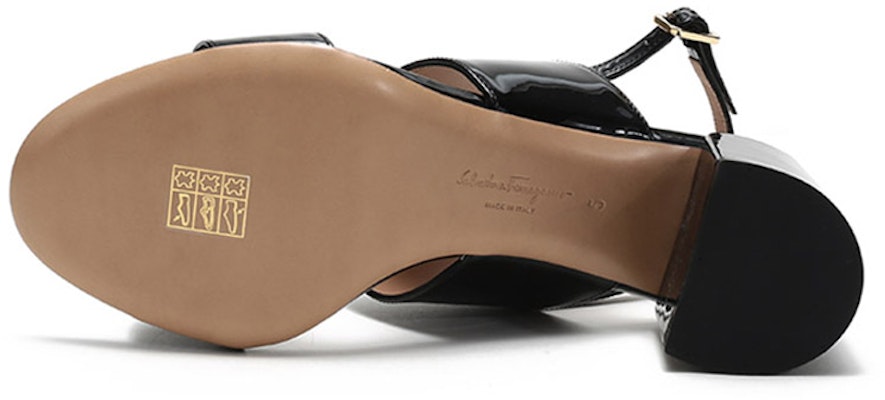 (Women) FERRAGAMO Salvatore Giulia 'Black Patent Bow Block Heel Sandals' 01Q976-725965 Details for (Women) FERRAGAMO Salvatore Giulia 'Black Patent Bow Block Heel Sandals' 01Q976-725965