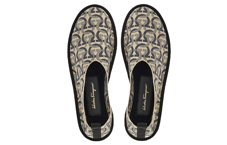 (W) FERRAGAMO Salvatore Jacquard Fabric Flats 'Black and White' 圖 3