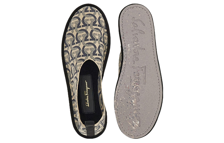 (W) FERRAGAMO Salvatore Jacquard Fabric Flats 'Black and White' 圖 5