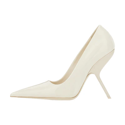 (W) FERRAGAMO Salvatore Leather 'White Stiletto' High Heels 10.5cm