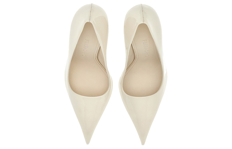 (W) FERRAGAMO Salvatore Leather 'White Stiletto' High Heels 10.5cm 圖 3