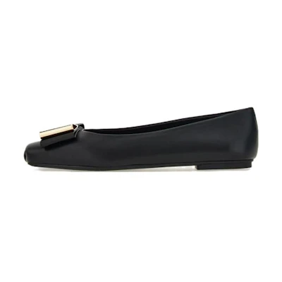 (W) FERRAGAMO Salvatore Leather Black 'Double Bow'
