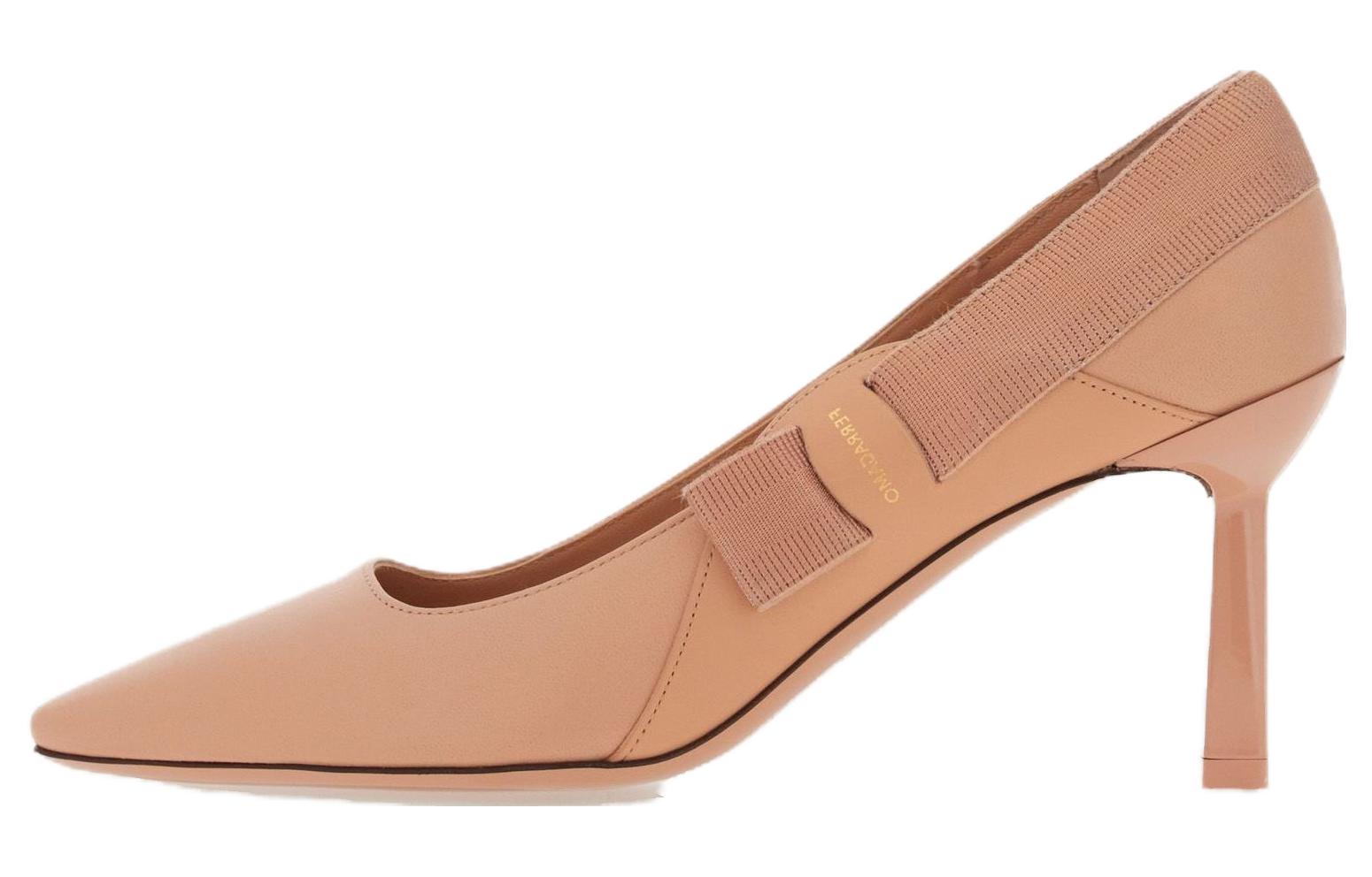 (Women) FERRAGAMO Salvatore Leather Bow Slip-On Stiletto 'Beige' 01G035-765741