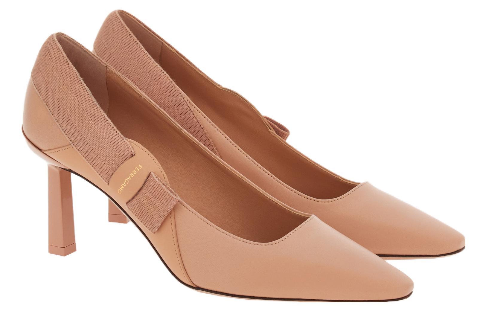 Order (W) 페라가모 베이지 가죽 리본 슬립온 스틸레토 01G035-765741