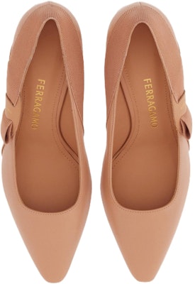 (Women) FERRAGAMO Salvatore Leather Bow Slip-On Stiletto 'Beige' 01G035-765741 Lookbook (Women) FERRAGAMO Salvatore Leather Bow Slip-On Stiletto 'Beige' 01G035-765741