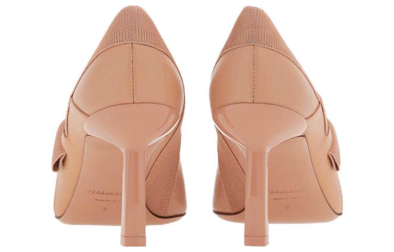 Shop (W) 페라가모 베이지 가죽 리본 슬립온 스틸레토 01G035-765741