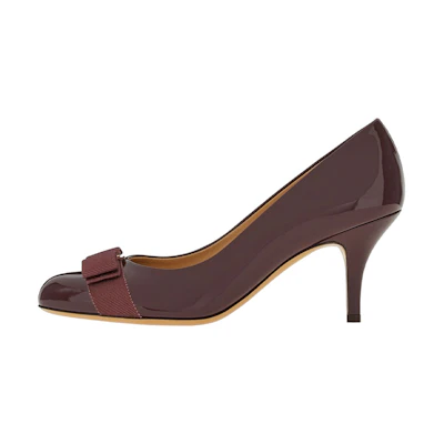 (W) FERRAGAMO Salvatore Leather Bow Stiletto 'Burgundy'