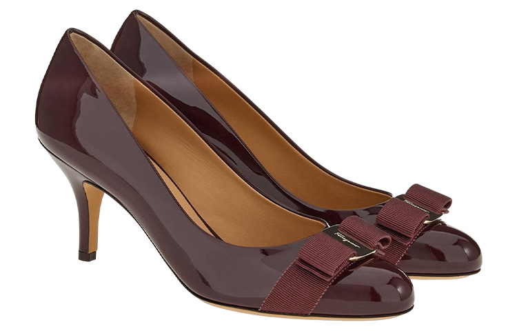 Order (Women) FERRAGAMO Salvatore Leather Bow Stiletto 'Burgundy' 01B788-757795